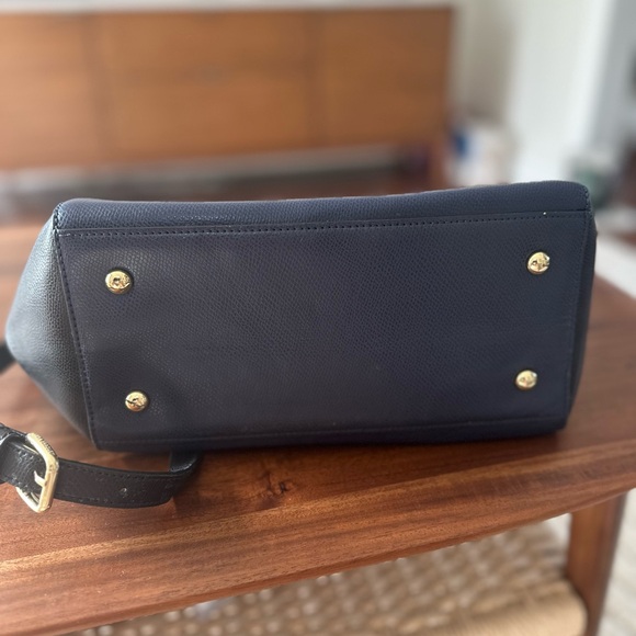 Vera Bradley Navy Blue Leather Morgan Satchel Shoulder Bag Purse EUC! MSRP $238! - Picture 5 of 11